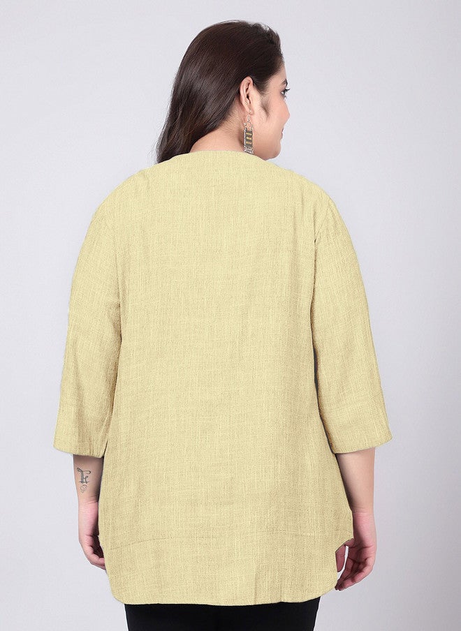 Indietoga Plus Size Yellow Round Neck Tunic - Image 5